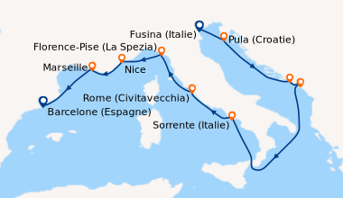 Itinéraire de la croisière Fusina (Italie), Pula (Croatie), Dubrovnik (C...