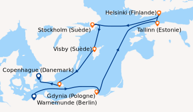 Itinéraire de la croisière Warnemunde (Berlin), Gdynia (Pologne), En mer...