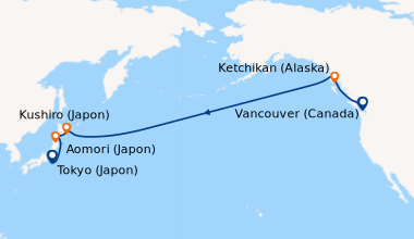Itinéraire de la croisière Vancouver (Canada), Alaska Inside Passage, Ke...