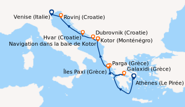 Itinéraire de la croisière Escapade bien-être en Méditerranée
