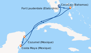 Itinéraire de la croisière Fort Lauderdale (Etats-Unis), CocoCay (Bahama...