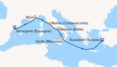 Itinéraire de la croisière Tarragone (Espagne), Tarragone (Espagne), Nic...