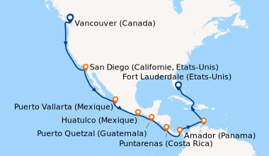 Itinéraire de la croisière Vancouver (Canada), En mer, En mer, En mer, S...