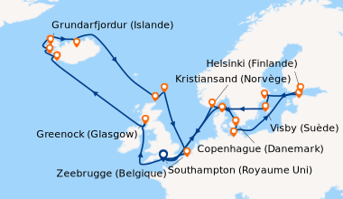 Itinéraire de la croisière Southampton (Royaume Uni) , En mer, Kristians...