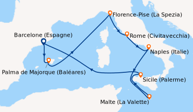 Itinéraire de la croisière Barcelone (Espagne), Palma de Majorque (Baléa...