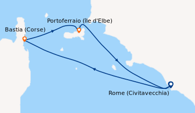 Itinéraire de la croisière Rome (Civitavecchia), Portoferraio (île d'El...