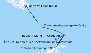 Itinéraire de la croisière Puerto Williams (Chili), Traversée du passage...