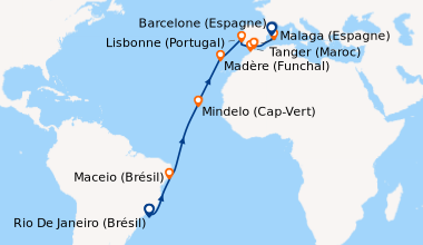 Itinéraire de la croisière Rio De Janeiro (Brésil), En mer, En mer, Mace...
