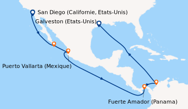 Itinéraire de la croisière San Diego (Californie, Etats-Unis), En mer, C...