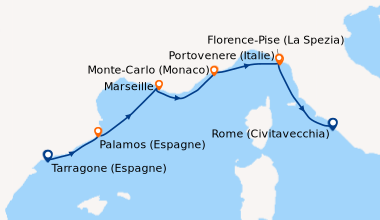 Itinéraire de la croisière Tarragone (Espagne), Palamos (Espagne), Marse...