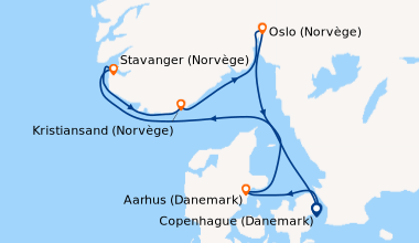 Itinéraire de la croisière Copenhague (Danemark), Aarhus (Danemark), En ...