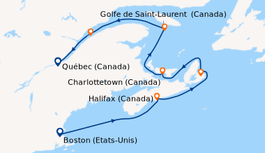 Itinéraire de la croisière Boston (Etats-Unis), Halifax (Canada), Halifa...
