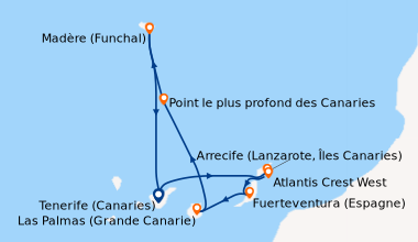 Itinéraire de la croisière Canaries, Espagne, Madère