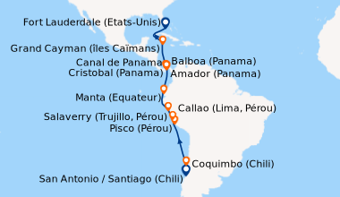 Itinéraire de la croisière San Antonio / Santiago (Chili), Coquimbo (Chi...