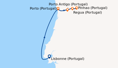 Itinéraire de la croisière Douceur portugaise : Lisbonne, Porto & la Vallée du Douro (formule port/port) PLI_PP