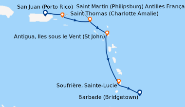 Itinéraire de la croisière San Juan (Porto Rico), Saint Thomas (Charlott...