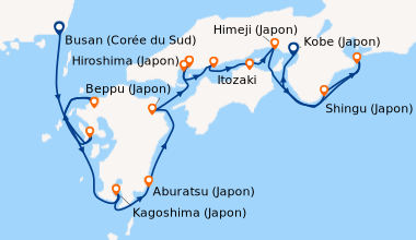 Itinéraire de la croisière Au cœur du Japon authentique