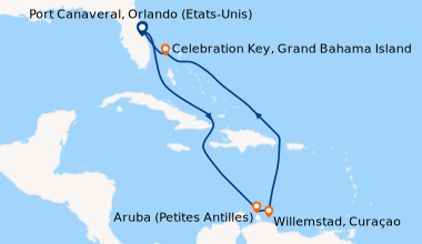 Itinéraire de la croisière Port Canaveral, Orlando (Etats-Unis), En mer,...