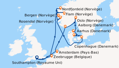 Itinéraire de la croisière Southampton (Royaume Uni) , Zeebrugge (Belgiq...