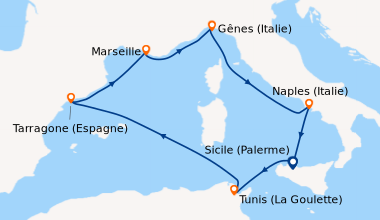 Itinéraire de la croisière Sicile (Palerme), Tunis (La Goulette), En mer...