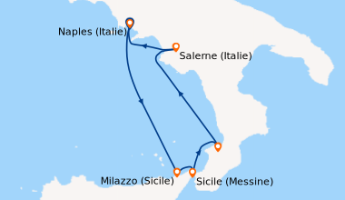 Itinéraire de la croisière Naples, la côte Amalfitaine et la Sicile (NAP_PP)