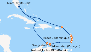 Itinéraire de la croisière Miami (Etats-Unis), En mer, En mer, Oranjesta...
