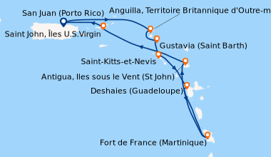 Itinéraire de la croisière San Juan (Porto Rico), En mer, Anguilla, Terr...
