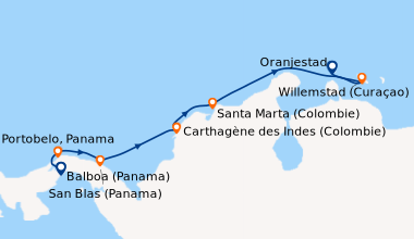 Itinéraire de la croisière Balboa (Panama), Canal de Panama, Portobelo, ...