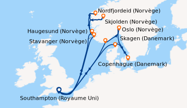 Itinéraire de la croisière Southampton (Royaume Uni) , En mer, Kristians...
