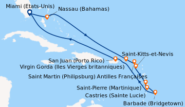 Itinéraire de la croisière Miami (Etats-Unis), Îles Bimini (Bahamas), En...