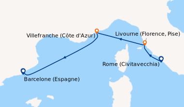 Itinéraire de la croisière Rome (Civitavecchia), Livourne (Florence, Pis...