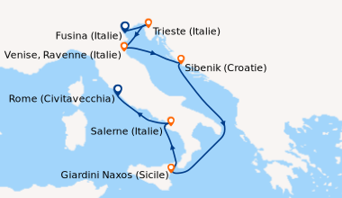 Itinéraire de la croisière Fusina (Italie), Trieste (Italie), Venise, Ra...