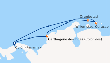 Itinéraire de la croisière Colón (Panama), Carthagène des Indes (Colombi...