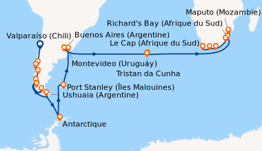 Itinéraire de la croisière Valparaíso (Chili), En mer, Puerto Montt (Chi...