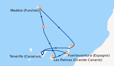 Itinéraire de la croisière Canaries, Espagne, Madère