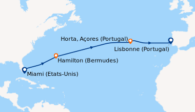 Itinéraire de la croisière Miami (Etats-Unis), En mer, En mer, Hamilton ...