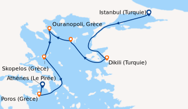 Itinéraire de la croisière Istanbul (Turquie), En mer, Myrina, Lemnos (G...