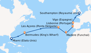 Itinéraire de la croisière Miami (Etats-Unis), En mer, En mer, Bermudes ...