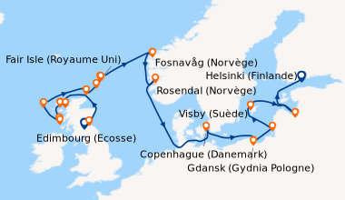 Itinéraire de la croisière Edimbourg (Ecosse) , Isle of May (Royaume-Uni...