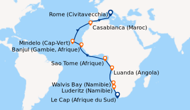 Itinéraire de la croisière Le Cap (Afrique du Sud), En mer, Luderitz (Na...