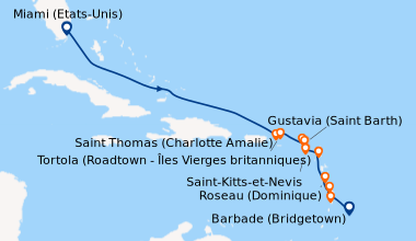 Itinéraire de la croisière Miami (Etats-Unis), En mer, En mer, Saint Tho...