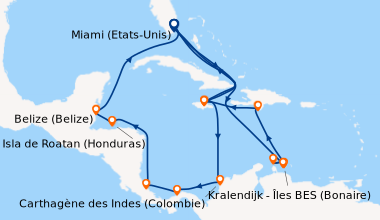 Itinéraire de la croisière Miami (Etats-Unis), En mer, En mer, Kralendij...