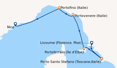 Itinéraire de la croisière Toscane, Ligurie et Côte d’Azur