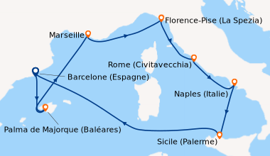 Itinéraire de la croisière Barcelone (Espagne), Palma de Majorque (Baléa...