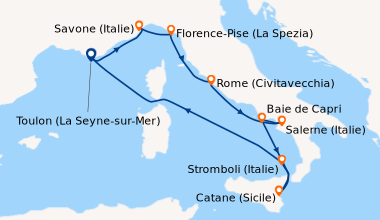 Itinéraire de la croisière France, Italie