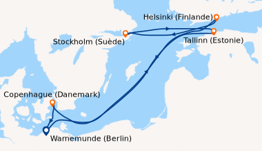 Itinéraire de la croisière Warnemunde (Berlin), En mer, Helsinki (Finlan...