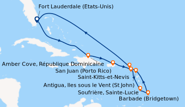 Itinéraire de la croisière Fort Lauderdale (Etats-Unis), En mer, Amber C...