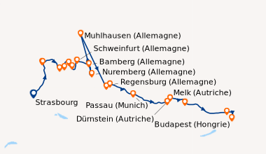 Itinéraire de la croisière Croisière De Strasbourg à Budapest, une croisière transeuropéenne (SBU_PP)