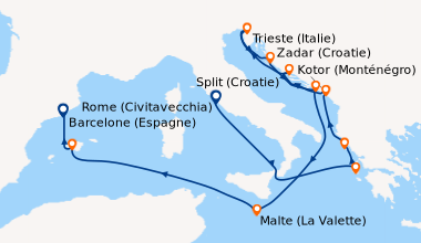 Itinéraire de la croisière Rome (Civitavecchia), Détroit de Messine, Sam...