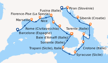 Itinéraire de la croisière Venise (Italie), Venise, Ravenne (Italie), It...